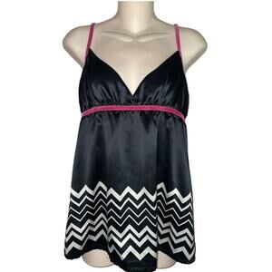 Missoni For Target Black Stripe Babydoll Tank with Pink Accents M